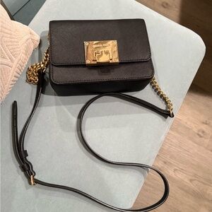 Michael Kors Black and Gold Crossbody Bag with Chain Strap